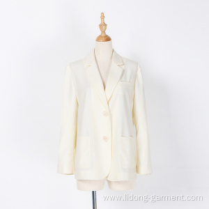 Office Women White Cotton and Hemp Net Suit